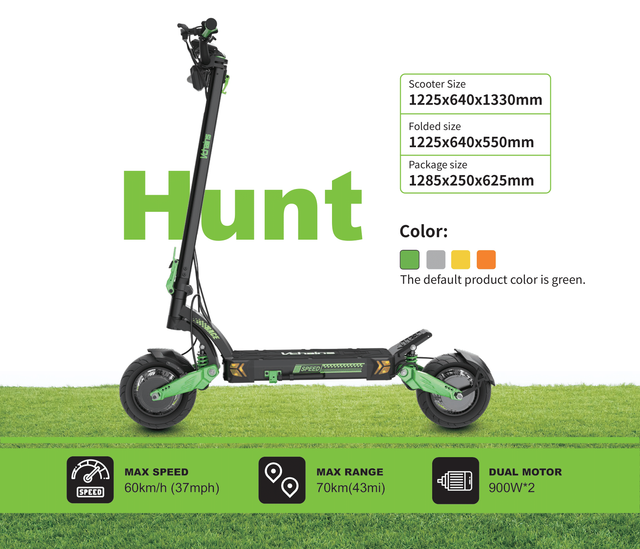 65 km/t arm affjedret 2x900W, 2x1200W dual motor 18.2Ah batteri, 70km el-løbehjul