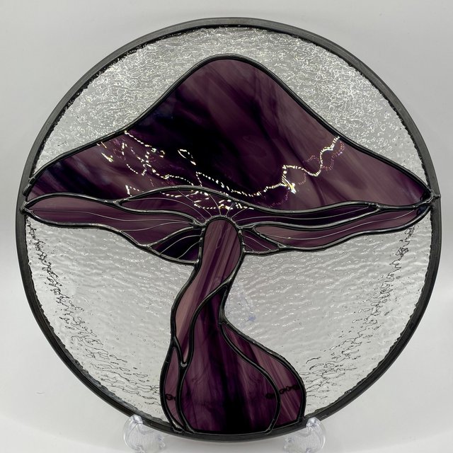 Stained Glass Purple Mushroom Panel 