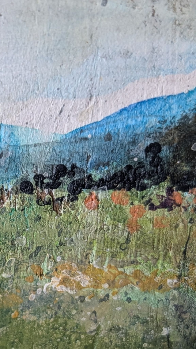 Landscape Painterly all sides - Tealight Holder Reclaimed Wood