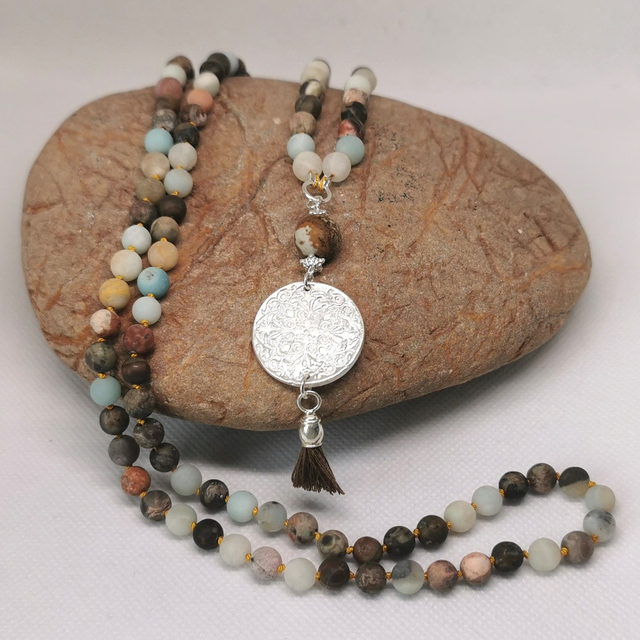 Amazonit - Flower Jaspis Malakette