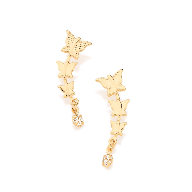 Brinco folheado a ouro 18k com zircônias Branco