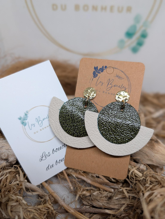Boucles d'oreilles Dona beige vert do056