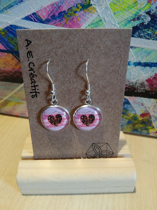 Boucles D&#039;oreilles Cabochons Coeur 