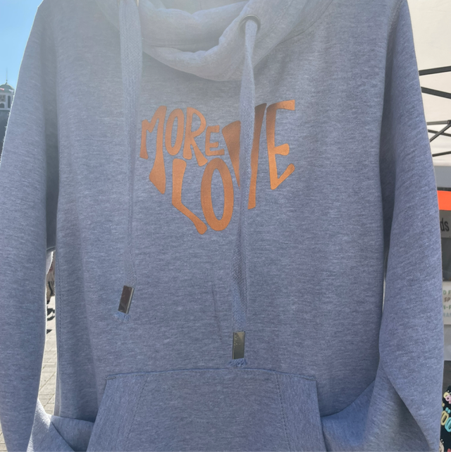 More Love Cross Neck Hoodie | Tambas Prints