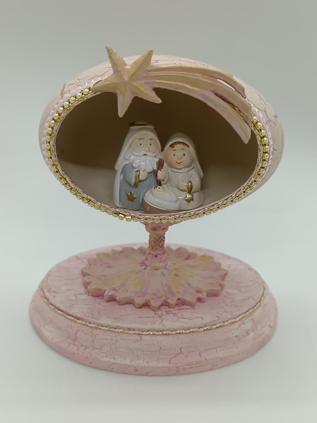 Cute pink nativity scene in a Goose egg 