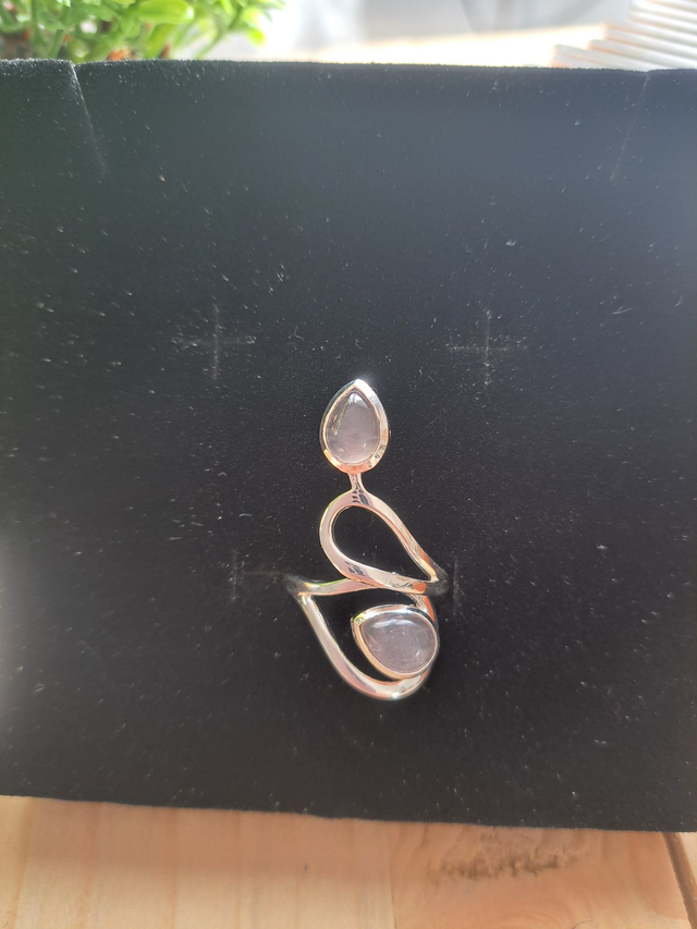 Bague argent 925 réglable Quartz Rose