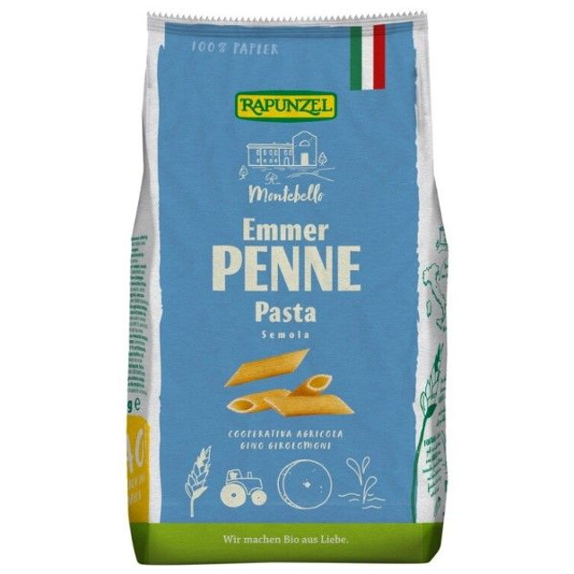 Rapunzel Emmer Penne Semola, 500g Packung