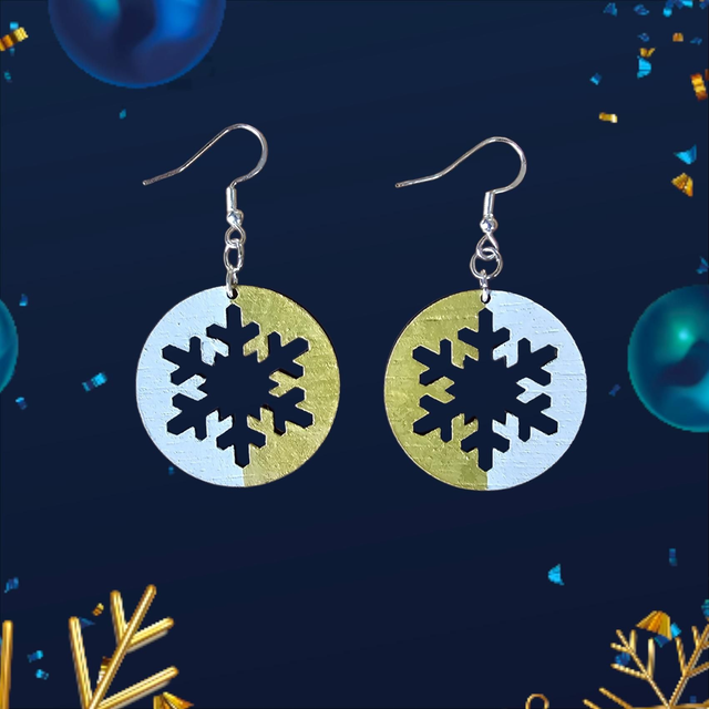 Flocon rond blanc/doré