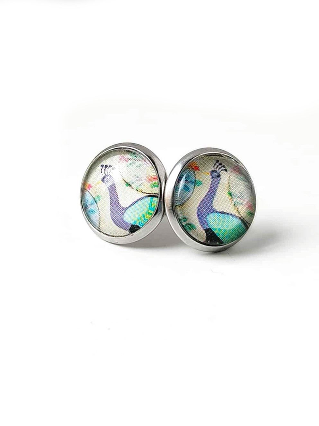 Puces d&#039;oreilles en PAPIER recyclé -  Paon