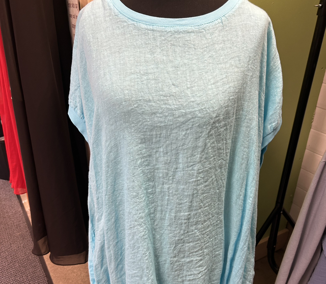 The Lino Lounge - Blue Linen Dress - Free Size - 1778