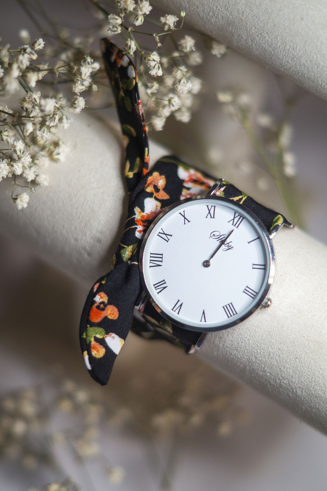 Montre - bracelet tissu noir