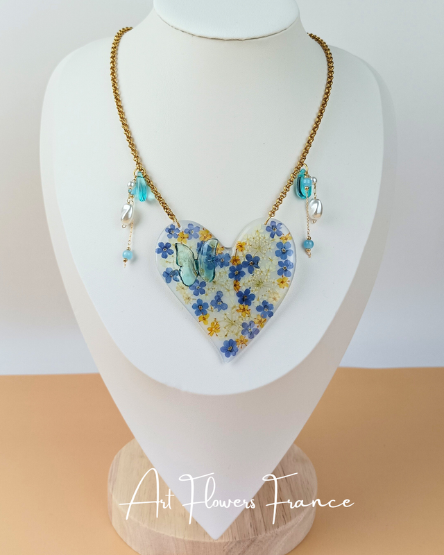 Collier cœur Myosotis