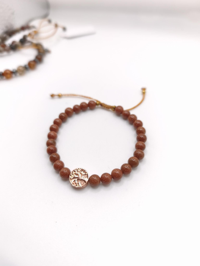 Bracelet fin pierre de sable et arbre de vie