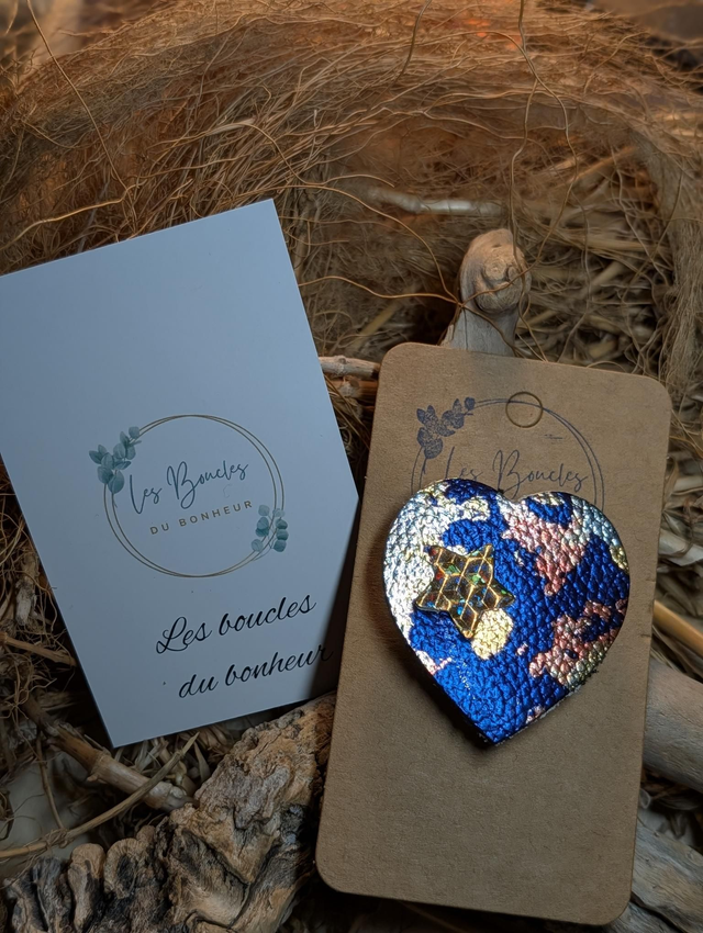 Broche coeur étoile marine dorée b032