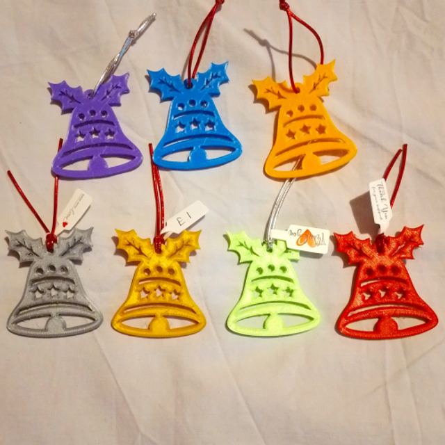 3D Printed Bell Christmas Tree Decoration in 7 Vibrant Colours for Festive Season Decorations
