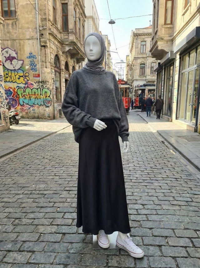 Satın-Maxirock, Farbe Nachtglanz