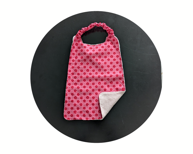 Serviette élastiquée coton rose fleurs 