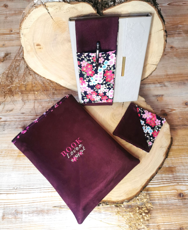 ✨Ensemble Book Lover Bordeaux ✨ Pochette à livre - Porte-Stylo - Marque-page