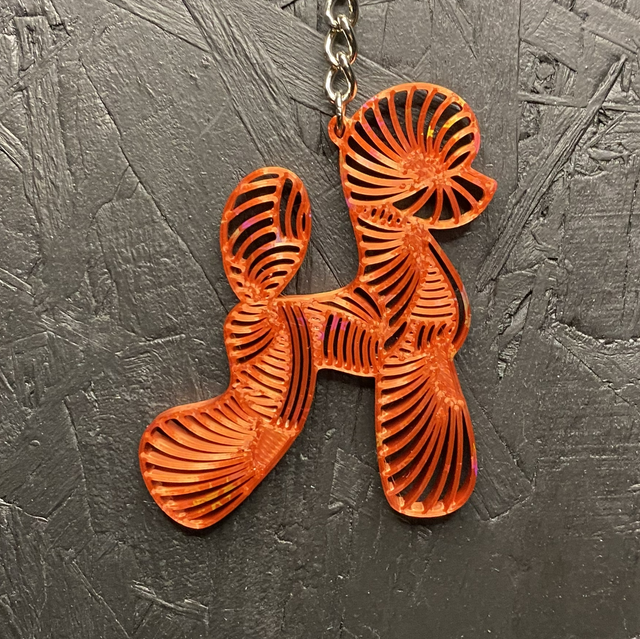 3D - Keychain Poodle Asian Copper Red