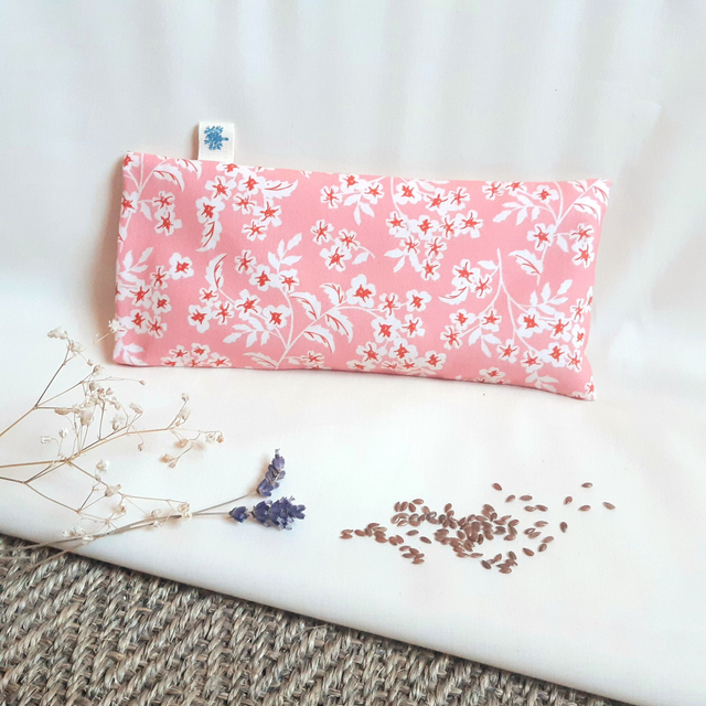 Coussin relaxant pour les yeux aux graines de lin bio &amp; apaisantes / Fleurs poudrées