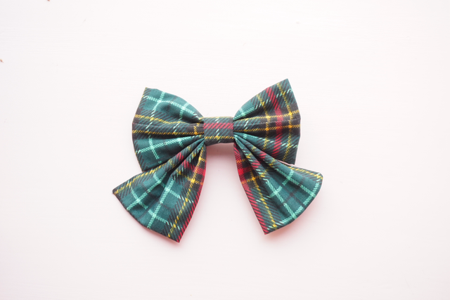 Green Tartan Hair Bow