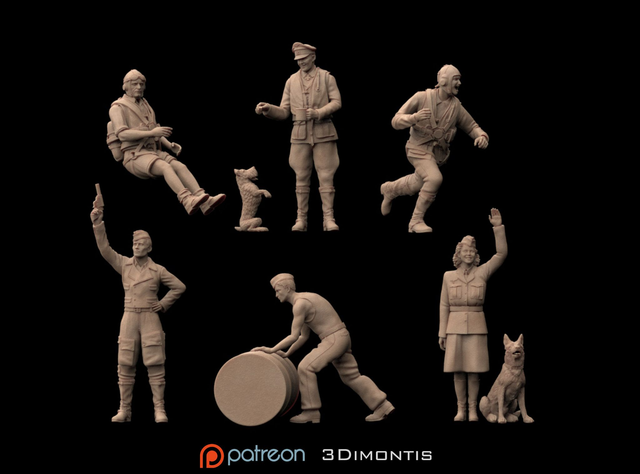 3Dimontis - WW2 Luftwaffe Pilots and Groundcrew set