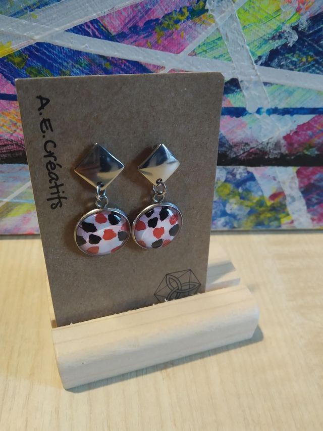 Boucles D&#039;oreilles Cabochons Couleurs Forme 