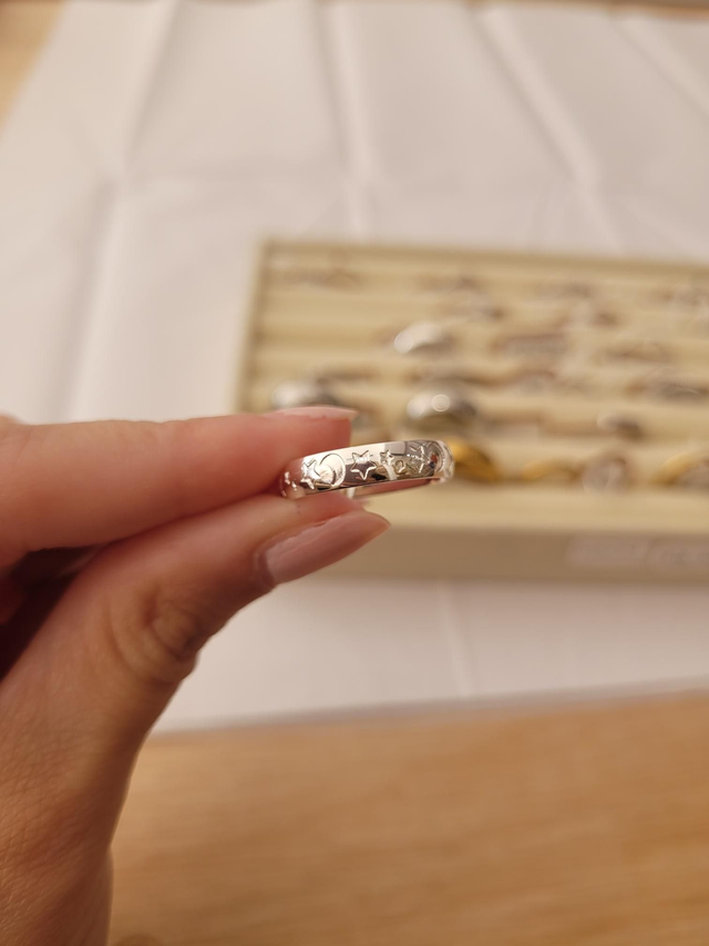 Stainless steel moon and stars band ring - Size S - SL-068