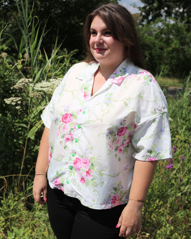  Chemise Oversize Unisexe – Fleurs Vintage – Taille 40 – Pièce Unique