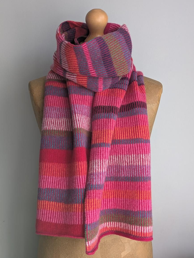 Magenta Striped Scarf