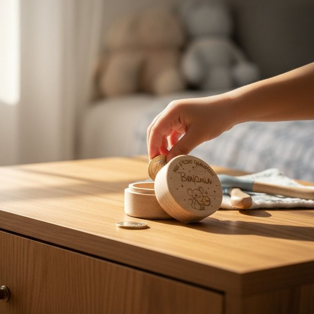 Boîte à dents de lait personnalisée en bois - cadeau souvenir pour bébé ou enfant