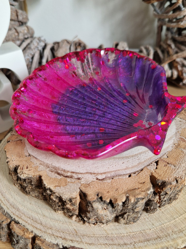 Shell Trinket Tray - Pink and Purple Sparkle