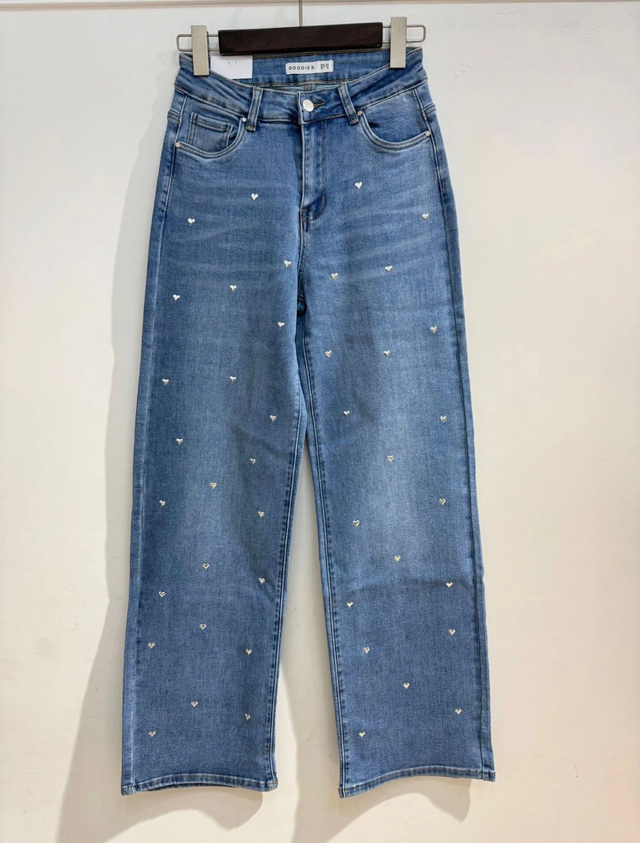 Goodies wide leg met hartjes - jeans blauw