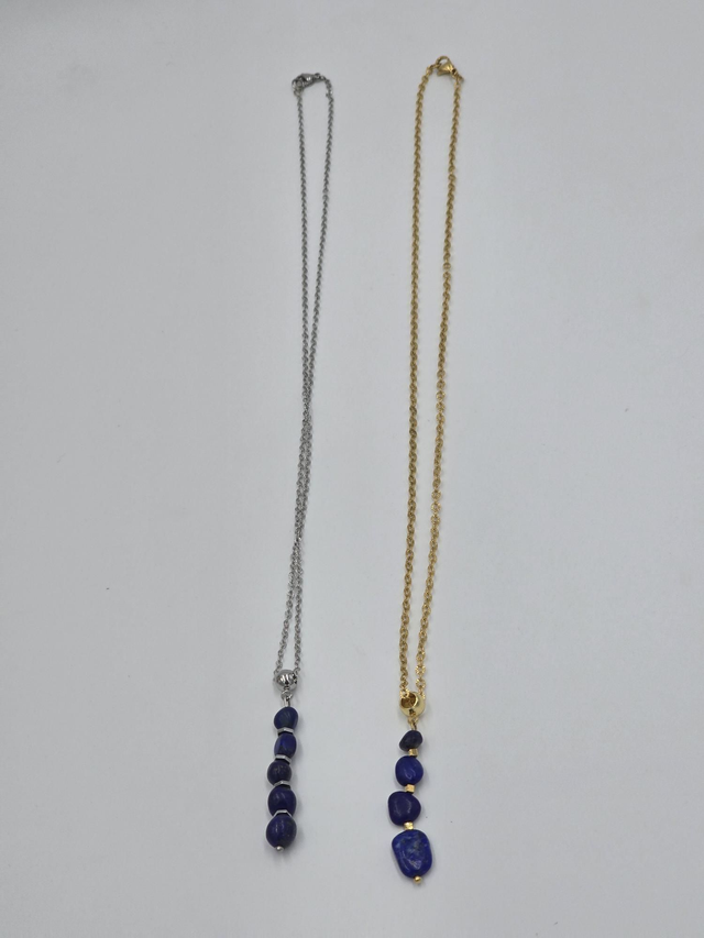 Collier Lapis lazuli acte acier inoxydable