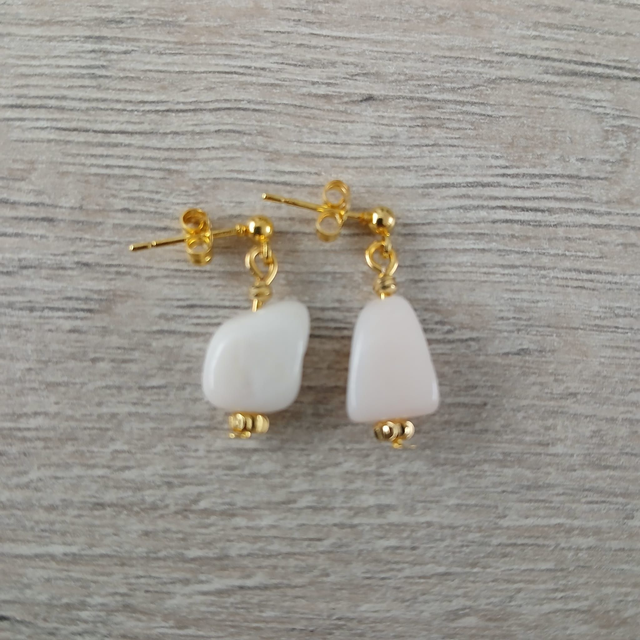 Oorbellen – Roze Opaal – goudkleurig RVS (1.270)