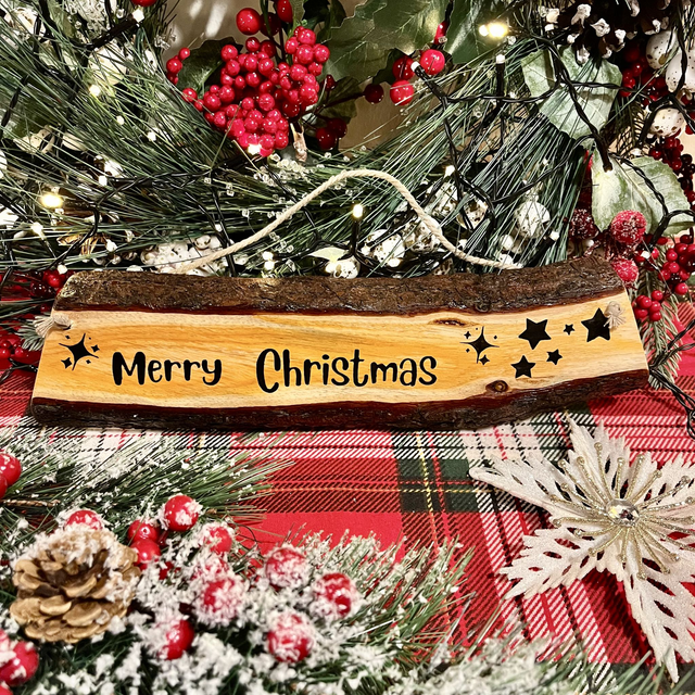 Handcrafted Pine Wood Christmas Wall Hanging