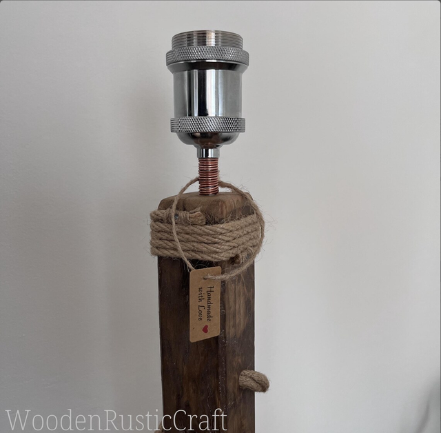 Tall Red Oak & English Oak Table Lamp