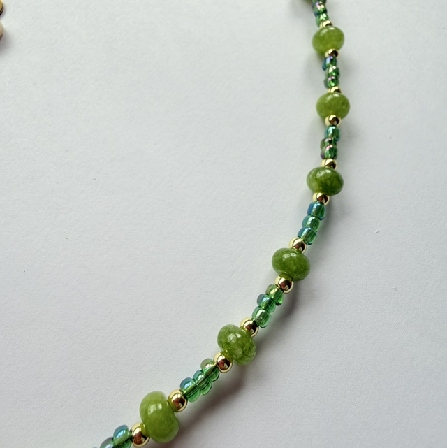 IVY - Green Beaded Choker Style Necklace