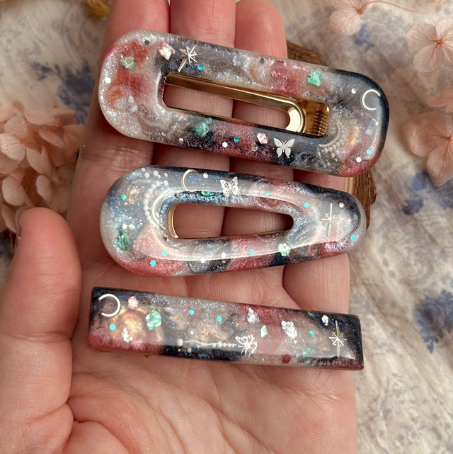 Celestial Hair Clips - Pack of 3 - Silver - Valentine’s Day Collection