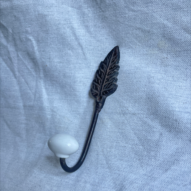 Wandhaken Porzellan Knauf Metall Blatt