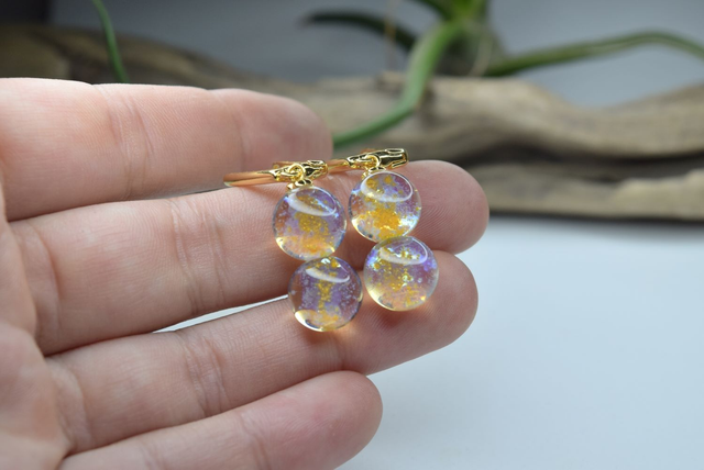 DORMEUSES DOUBLE VOIE LACTÉE TRANSPARENT MONTURE OR (DVL17)