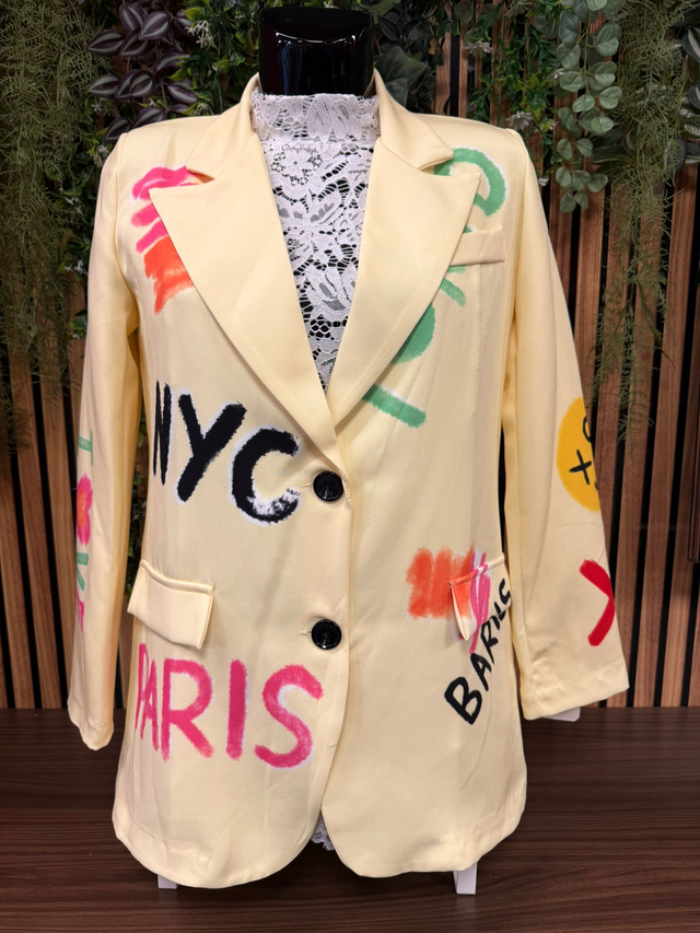 Blazer graffiti - geel