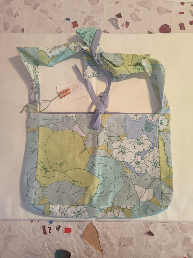 Sac bleu fleurs 15.03