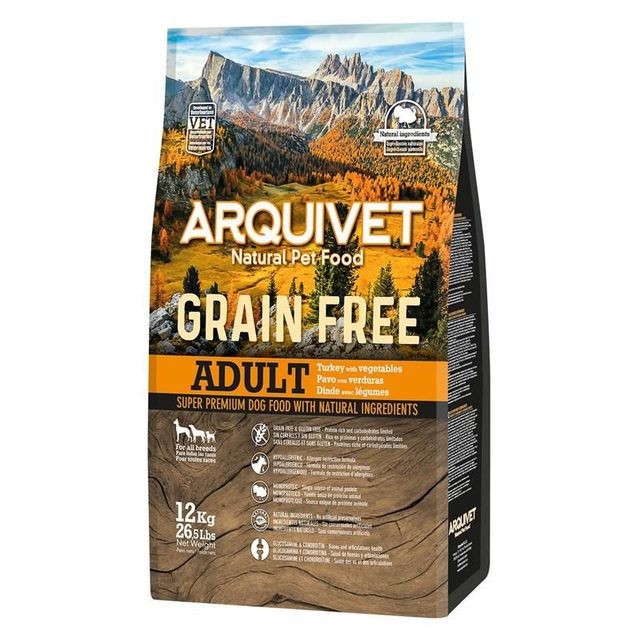 Croquettes sans céréale pour chiens adultes - Dinde et légumes - 12 Kg - Arquivet / ARQ1041