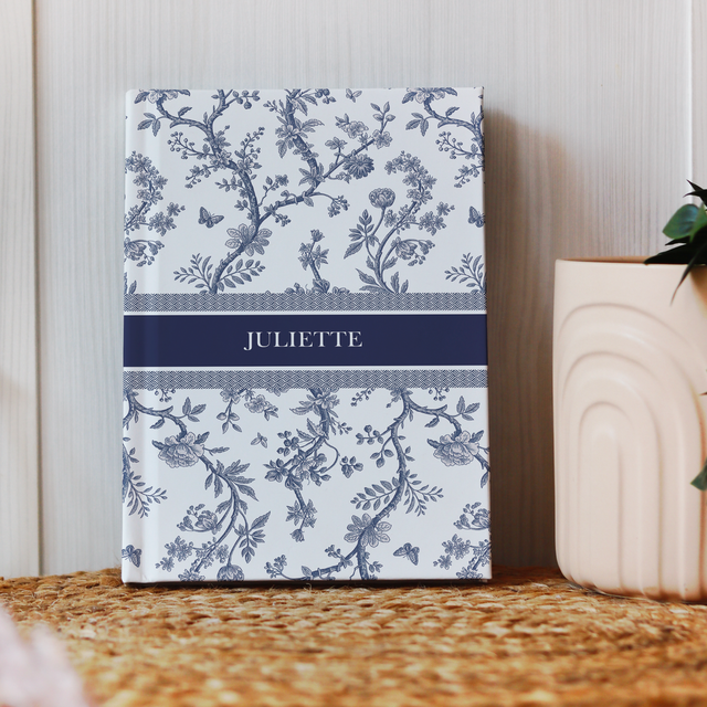 Carnet personnalisé motif toile de Jouy
