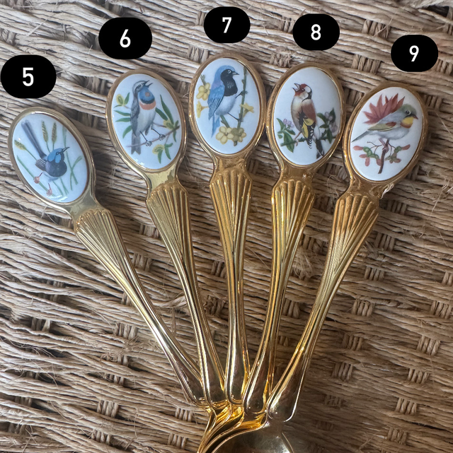 Cuillère oiseau insert porcelaine