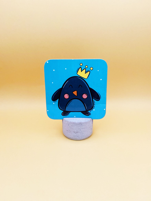 Penguin with crown coaster