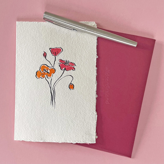 Hand Painted Cards: Note set, card set, greeting cards made with handmade Cotton Paper
