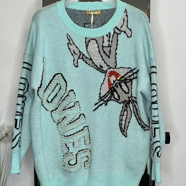 Pullover „Hase“ oceangreen 