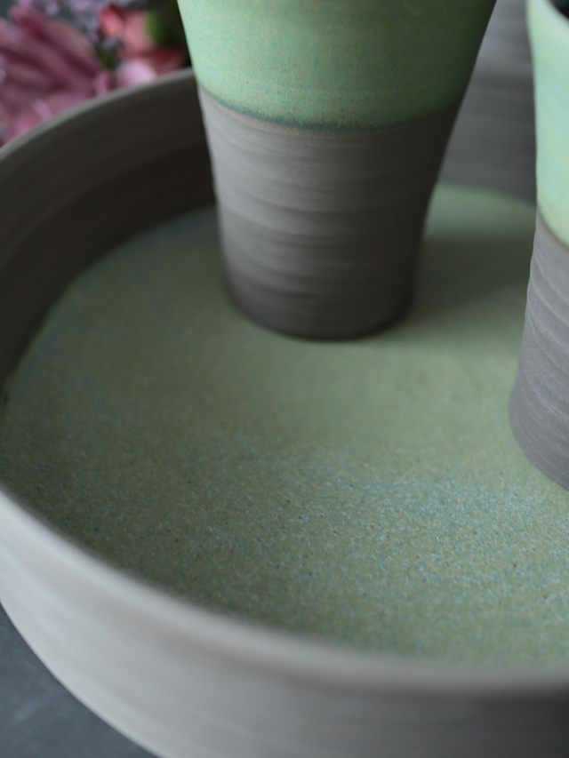 Serving Tray, Serving board, ceramic, forest colors blue green brown